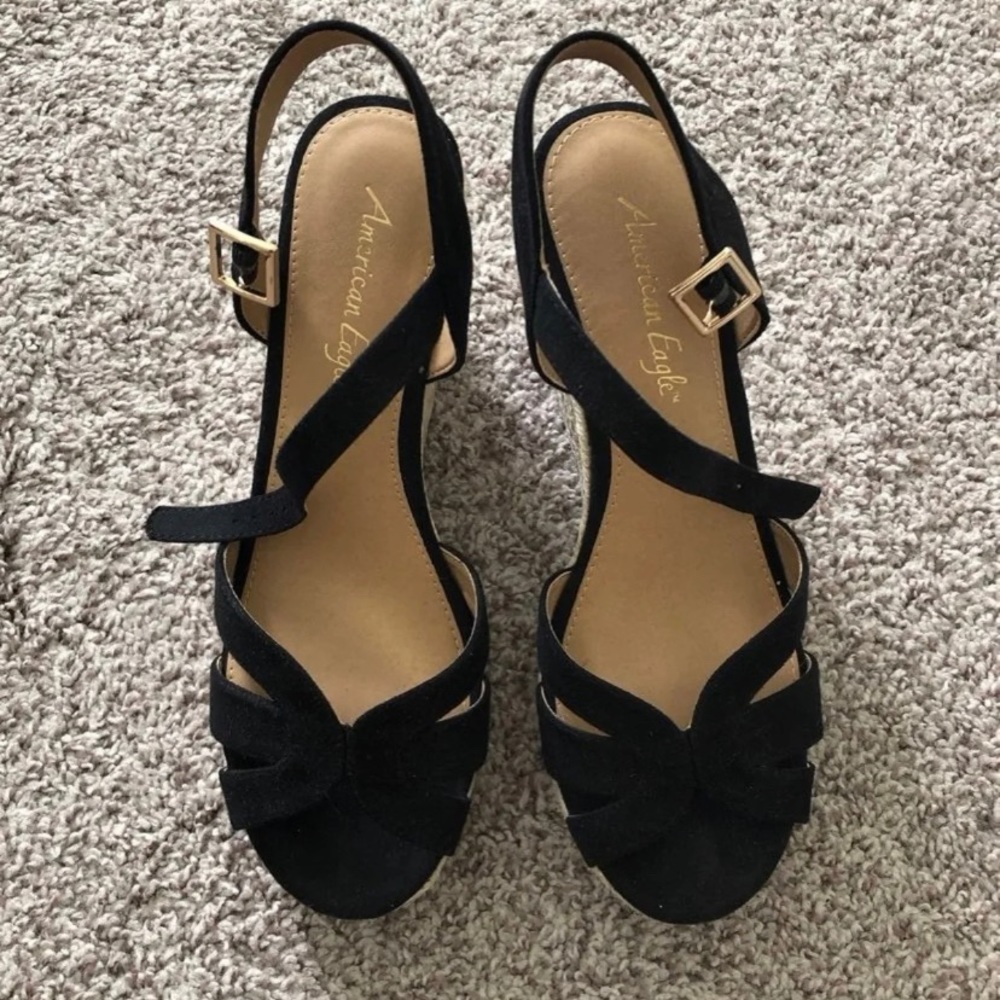 American Eagle Outfitters Black Wedges